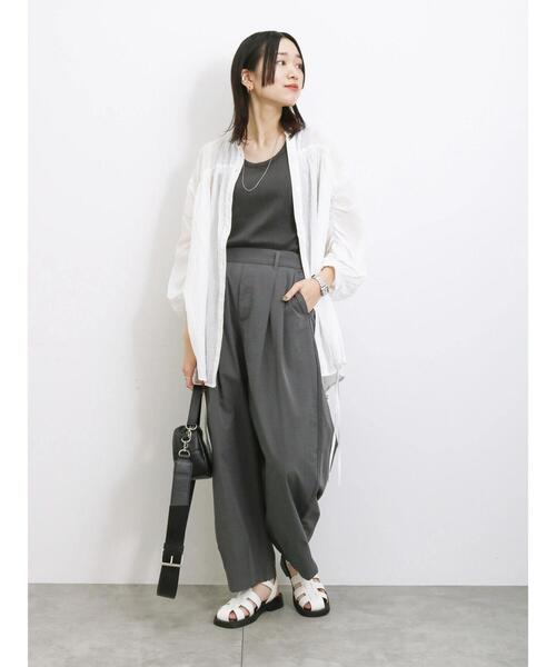 Samansa Mos2 blue（サマンサモスモスブルー）の「裾ドロストギャザーチュニック（シャツ/ブラウス・レディース・ブラック/オフホワイト/オレンジ・F）」の11枚目の写真