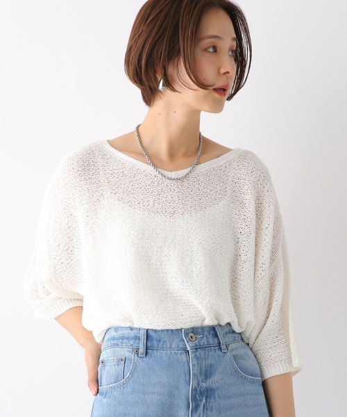 LEPSIM（レプシィム）の「5ゲージメッシュプルオーバーSS　127647（ニット/セーター・レディース・ライトグレー/グリーン系その他/ブラック/オフホワイト・FREE）」の7枚目の写真