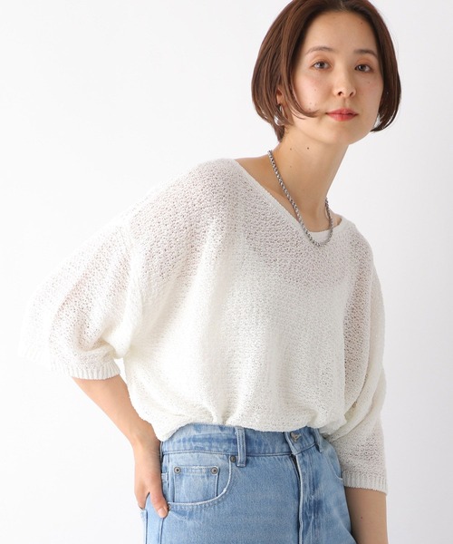 LEPSIM（レプシィム）の「5ゲージメッシュプルオーバーSS　127647（ニット/セーター・レディース・ライトグレー/グリーン系その他/ブラック/オフホワイト・FREE）」の5枚目の写真