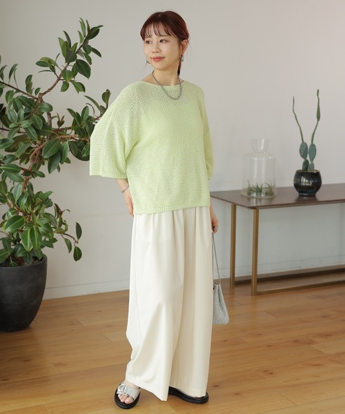 ⭐︎未使用MSGM⭐︎メッシュ切り替えプルオーバーブラウス MSG（エムエスジー）の「オーバーサイズ透け編みメッシュニット