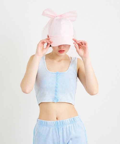 ANNA SUI NYC（アナ スイ エヌ ワイ シー）の「ANNA SUI NYC パウダーブリーチリングドットボタンショートタンクトップ（タンクトップ・レディース・ブルー/ブラック/パープル・S/M）」の3枚目の写真