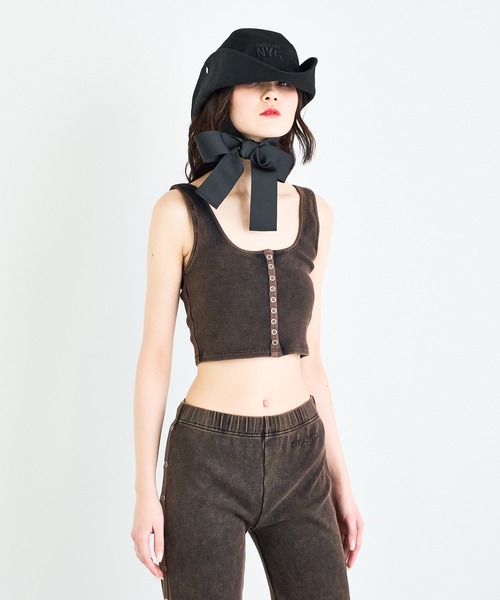 ANNA SUI NYC（アナ スイ エヌ ワイ シー）の「ANNA SUI NYC パウダーブリーチリングドットボタンショートタンクトップ（タンクトップ・レディース・ブルー/ブラック/パープル・S/M）」の5枚目の写真