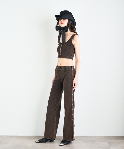 ANNA SUI NYC（アナ スイ エヌ ワイ シー）の「ANNA SUI NYC パウダーブリーチリングドットボタンショートタンクトップ（タンクトップ・レディース・ブルー/ブラック/パープル・S/M）」の7枚目の写真