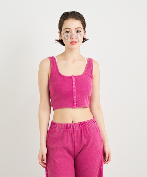 ANNA SUI NYC（アナ スイ エヌ ワイ シー）の「ANNA SUI NYC パウダーブリーチリングドットボタンショートタンクトップ（タンクトップ・レディース・ブルー/ブラック/パープル・S/M）」の15枚目の写真