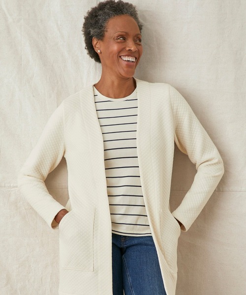 L.L.Bean（エルエルビーン）の「ソフトライト・キルト・トップ、カーディガン 米国フィット・レギュラー（カーディガン/ボレロ・レディース・アイボリー・X-SMALL/SMALL/MEDIUM/LARGE）」の2枚目の写真
