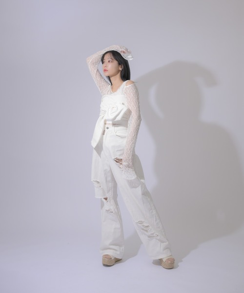 qumerry.（キュメリ）の「ウエストデザインダメージデニム