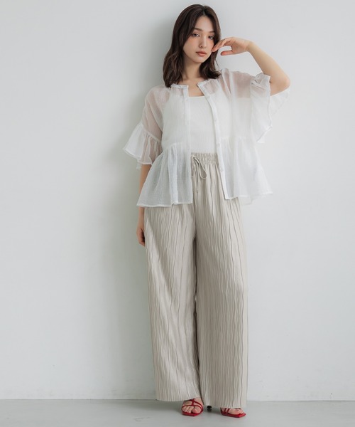 coca(coca)(コカ)の「シャイニーウェーブプリーツパンツ(その他パンツ・レディース・アイボリー/ライトグレー/ベージュ/ネイビー/グレイッシュベージュ/ブラウン/チャコール・ONE SIZE/M/S/L)」の10枚目の写真