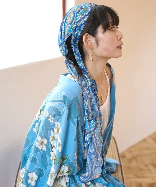 チャイハネ（チャイハネ）の「【チャイハネ】カリビススカーフリボンヘアバンド（ヘアバンド・レディース・ブラック/ブルー/ホワイト・FREE）」の3枚目の写真