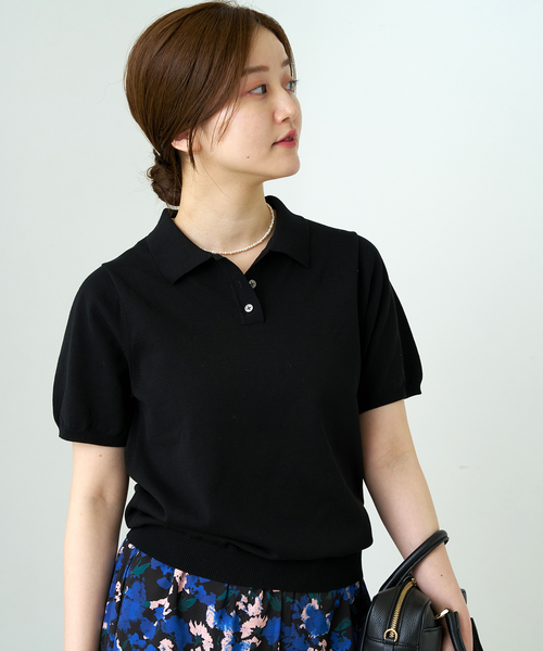 IENA（イエナ）の「ドライコットンエリツキプルオーバー（ポロシャツ・レディース・キャメル/ブラック・FREE）」の7枚目の写真