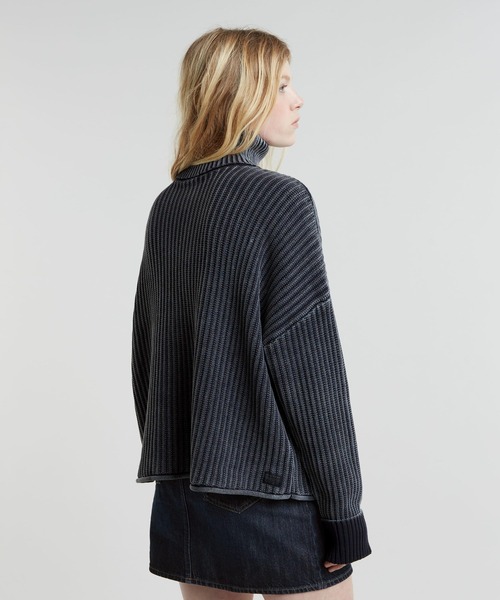 G-STAR RAW (ジースターロゥ) LOOSE OVERDYED TURTLE KNITTED SWEATER (ルーズオーバーダイタートルニットセーター) サステナブル畝編みセーター Amazon | [ジースターロゥ] LOOSE OVERDYED TURTLE KNITTED