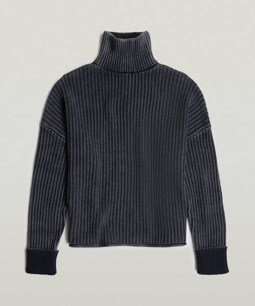 G-STAR RAW (ジースターロゥ) LOOSE OVERDYED TURTLE KNITTED SWEATER (ルーズオーバーダイタートルニットセーター) サステナブル畝編みセーター G-STAR RAW（ジースターロゥ）の「LOOSE OVERDYED TURTLE