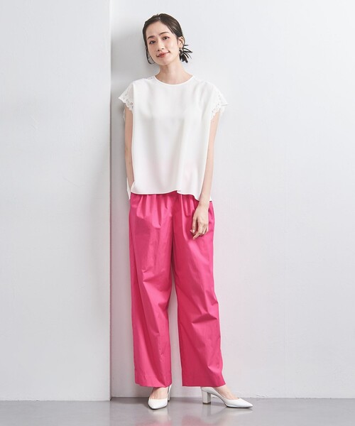 UNITED ARROWS(ユナイテッドアローズ)の「フロントタック ワイドパンツ(その他パンツ・レディース・ブラック/ベージュ/ピンク・38/36)」の10枚目の写真