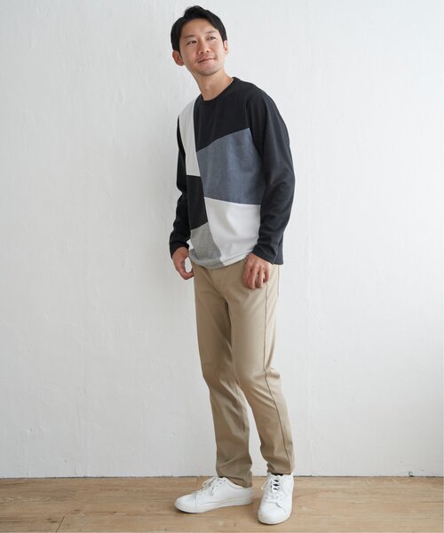 ikka(イッカ)の「【親子コーデ】ブロックススエードタッチ切り替えロンT(Tシャツ/カットソー・メンズ・ネイビー/ホワイト/グリーン/ワイン・M/L/XL/S)」の8枚目の写真