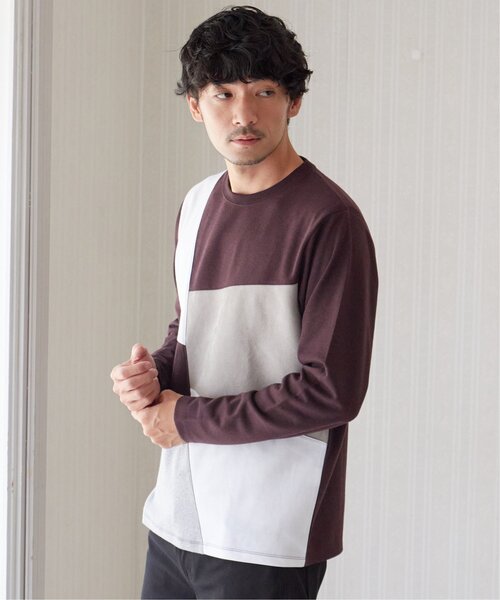 ikka(イッカ)の「【親子コーデ】ブロックススエードタッチ切り替えロンT(Tシャツ/カットソー・メンズ・ネイビー/ホワイト/グリーン/ワイン・M/L/XL/S)」の12枚目の写真