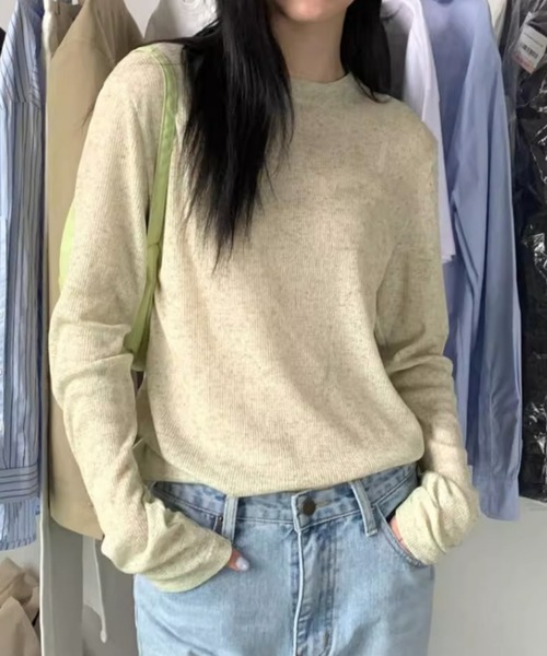 Vipoa(ヴィポア)の「シンプルシアーロングカットソー(Tシャツ/カットソー・レディース・グリーン/ピンク/グレー・FREE)」の11枚目の写真