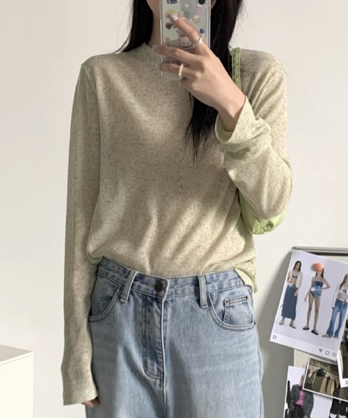 Vipoa(ヴィポア)の「シンプルシアーロングカットソー(Tシャツ/カットソー・レディース・グリーン/ピンク/グレー・FREE)」の12枚目の写真