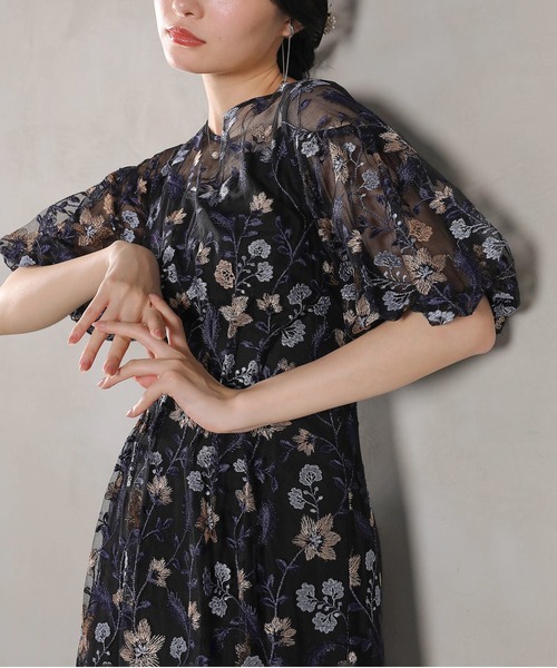 専用⭐︎フラワープリント パフスリーブドレス　petirobe オケージョン 専用⭐︎フラワープリント パフスリーブドレス petirobe オケージョン