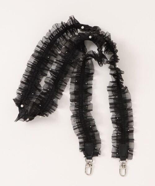 SPINNS（スピンズ）の「【選べるスマホショルダー】チュールパール スマホショルダー付け替え用ストラップ（スマホグッズ・レディース・ブラック/ホワイト・ONESIZE）」の4枚目の写真