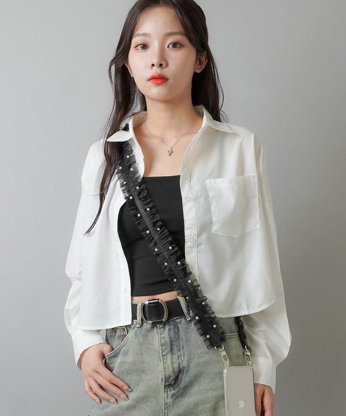 SPINNS（スピンズ）の「【選べるスマホショルダー】チュールパール スマホショルダー付け替え用ストラップ（スマホグッズ・レディース・ブラック/ホワイト・ONESIZE）」の9枚目の写真