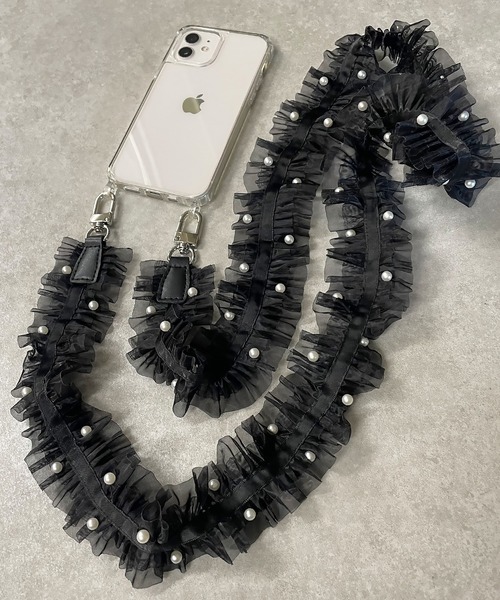 SPINNS（スピンズ）の「【選べるスマホショルダー】チュールパール スマホショルダー付け替え用ストラップ（スマホグッズ・レディース・ブラック/ホワイト・ONESIZE）」の13枚目の写真