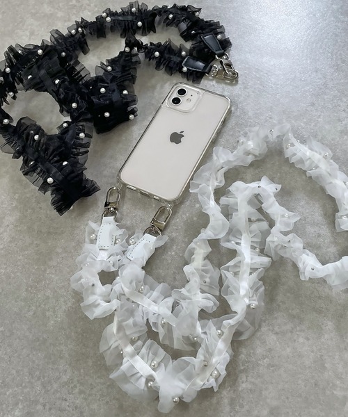 SPINNS（スピンズ）の「【選べるスマホショルダー】チュールパール スマホショルダー付け替え用ストラップ（スマホグッズ・レディース・ブラック/ホワイト・ONESIZE）」の12枚目の写真