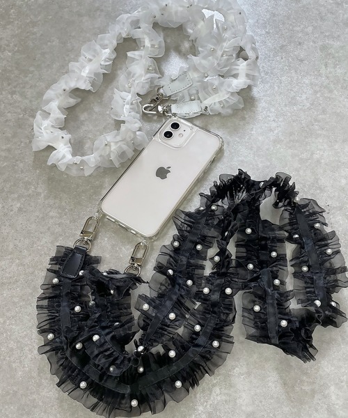 SPINNS（スピンズ）の「【選べるスマホショルダー】チュールパール スマホショルダー付け替え用ストラップ（スマホグッズ・レディース・ブラック/ホワイト・ONESIZE）」の11枚目の写真