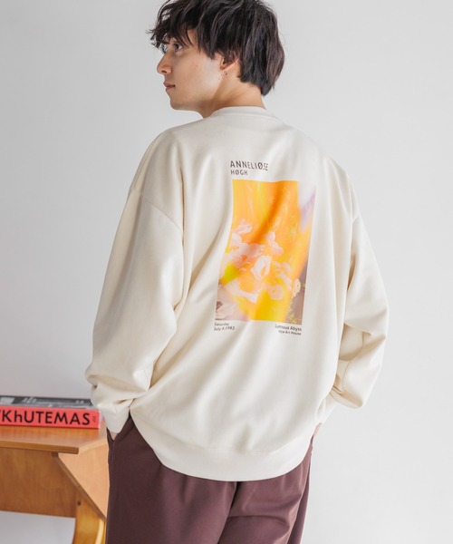 RAGEBLUE（レイジブルー）の「【WEB限定】Suede back print pullover/カットスウェードバックプリントプルオーバー/ワンポイント刺繍ハーフジップ（スウェット・メンズ・ブラウン/ダークグレー/ホワイト系その他/グレー系その他/ブラウン系その他/オフホワイト・FREE）」の2枚目の写真