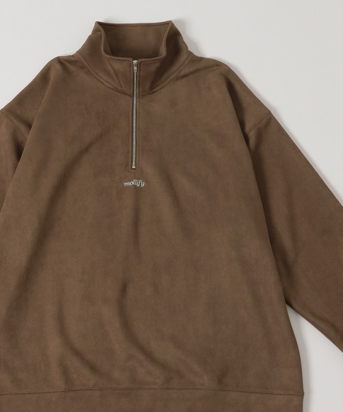 RAGEBLUE（レイジブルー）の「【WEB限定】Suede back print pullover/カットスウェードバックプリントプルオーバー/ワンポイント刺繍ハーフジップ（スウェット・メンズ・ブラウン/ダークグレー/ホワイト系その他/グレー系その他/ブラウン系その他/オフホワイト・FREE）」の3枚目の写真