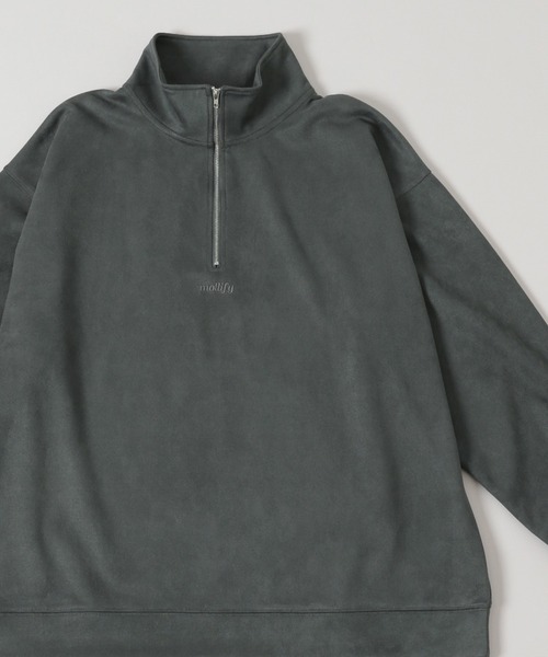 RAGEBLUE（レイジブルー）の「【WEB限定】Suede back print pullover/カットスウェードバックプリントプルオーバー/ワンポイント刺繍ハーフジップ（スウェット・メンズ・ブラウン/ダークグレー/ホワイト系その他/グレー系その他/ブラウン系その他/オフホワイト・FREE）」の4枚目の写真