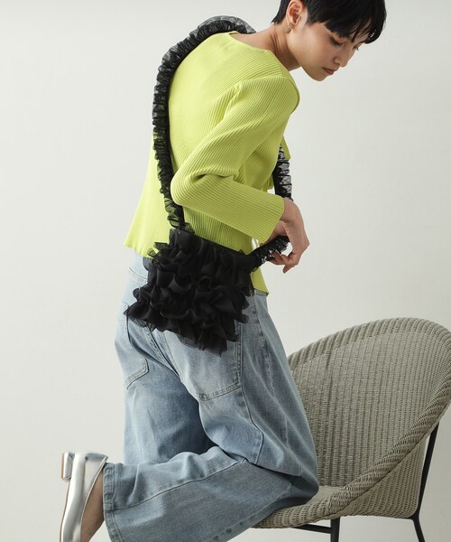 OPAQUE.CLIP（オペークドットクリップ）の「◆チュールフリルミニショルダーバッグ（ショルダーバッグ・レディース・アイボリー/ブラック/チャコールグレー・00）」の15枚目の写真