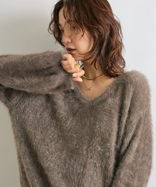 RIVE DROITE(リヴドロワ)の「【前後2WAY】メランジフェザー2WAYニット(ニット/セーター・レディース・ミント/ブラウン・FREE)」の10枚目の写真