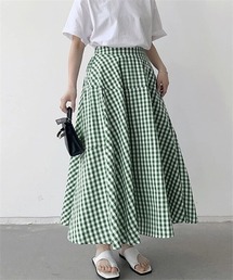 FREE STYLISTS（フリー スタイリスト）の「ギンガムチェック柄フレアシルエットロング丈マキシスカート（スカート）」
