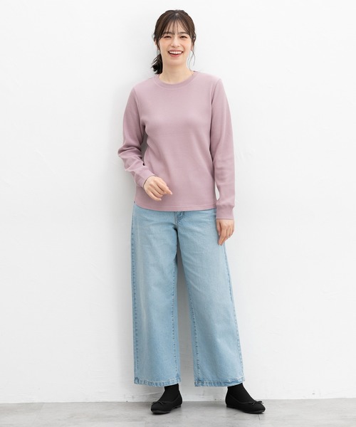 Honeys（ハニーズ）の「ワッフルＴシャツ（Tシャツ/カットソー・レディース・グリーン/ピンク/グレー系/オフホワイト/ベージュ×ブラック/ホワイト×ブルー・LL/L/M/S）」の12枚目の写真