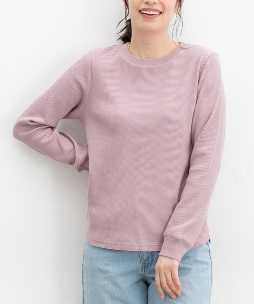 Honeys（ハニーズ）の「ワッフルＴシャツ（Tシャツ/カットソー・レディース・グリーン/ピンク/グレー系/オフホワイト/ベージュ×ブラック/ホワイト×ブルー・LL/L/M/S）」の13枚目の写真