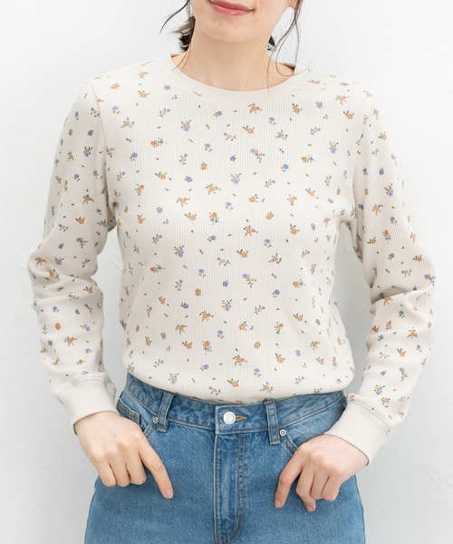 Honeys（ハニーズ）の「ワッフルＴシャツ（Tシャツ/カットソー・レディース・グリーン/ピンク/グレー系/オフホワイト/ベージュ×ブラック/ホワイト×ブルー・LL/L/M/S）」の17枚目の写真