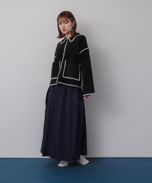 SENSE OF PLACE by URBAN RESEARCH（センスオブプレイスバイアーバンリサーチ）の「ギャザーボリュームスカート（スカート・レディース・ネイビー/ベージュ/チャコールグレー・ONE）」の4枚目の写真