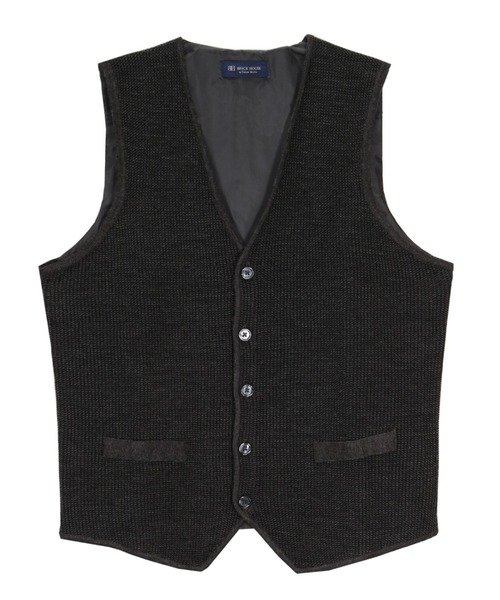 Pitta Re:)（ピッタリ）の「変形バーズアイ 後身布帛 メンズニットジレ（ベスト・メンズ・グレー/ネイビー・L/LL/XL/M）」の2枚目の写真