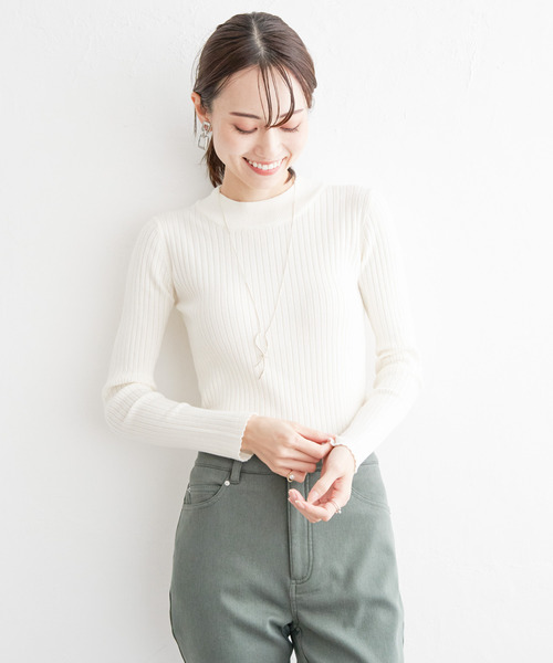 【新品·未使用】m,i,d, バックパールボタンハイネックリブニット 楽天市場】【50%OFF 3,990→1,990円】ニット ハイネック パール