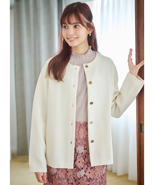 セール】ノーカラーコーディガン【洗濯機洗い可】（カーディガン