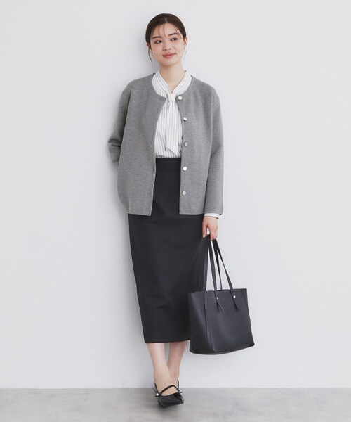 index（インデックス）の「◆ノーカラーコーディガン【洗濯機洗い可】（カーディガン/ボレロ・レディース・オフホワイト/グレー/ブラック/ブルーグリーン・00）」の12枚目の写真