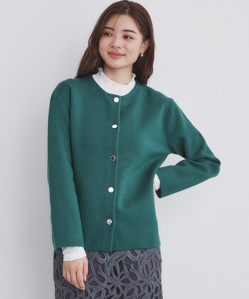 index（インデックス）の「◆ノーカラーコーディガン【洗濯機洗い可】（カーディガン/ボレロ・レディース・オフホワイト/グレー/ブラック/ブルーグリーン・00）」の15枚目の写真