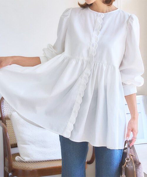 ロングスリーブスカラップブラウス（シャツ/ブラウス）｜KOBE LETTUCE