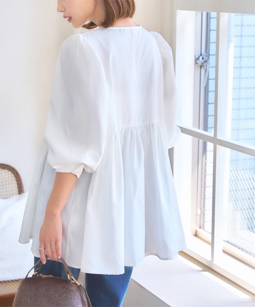 KOBE LETTUCE（コウベレタス）の「ロングスリーブスカラップブラウス（シャツ/ブラウス・レディース・オフホワイト/ブラック/ベージュ系その他/ベージュ・M）」の5枚目の写真