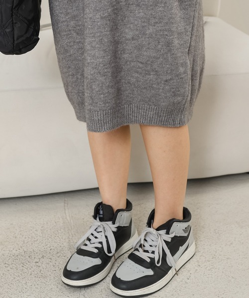 Lace Ladies(レースレディース)の「ソリッドカラー フーデット 長袖 ニット ワンピース(ワンピース・レディース・グレー/ブラック・FREE)」の12枚目の写真