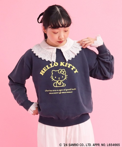 CHILD WOMAN(チャイルドウーマン)の「【WEB・原宿路面店限定】SANRIO/サンリオ HELLOKITTY/ハローキティ×CHILDWOMAN プリントスウェット(スウェット・レディース・ネイビー/レッド・FREE)」の7枚目の写真