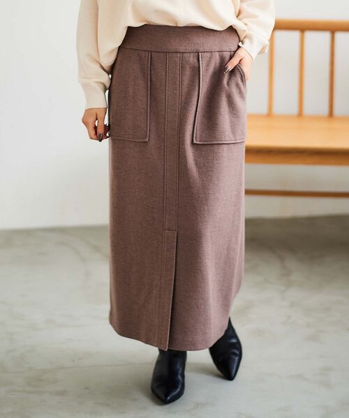 le.coeur blanc(ルクールブラン)の「ブークレポケットスカート(スカート・レディース・ブルー/ブラウン/モカ・36/38)」の2枚目の写真