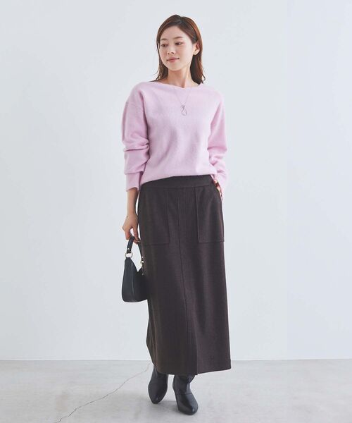 le.coeur blanc(ルクールブラン)の「ブークレポケットスカート(スカート・レディース・ブルー/ブラウン/モカ・36/38)」の5枚目の写真