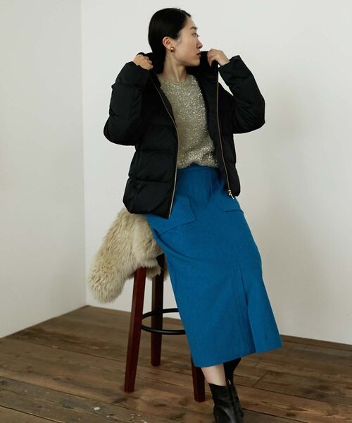 le.coeur blanc(ルクールブラン)の「ブークレポケットスカート(スカート・レディース・ブルー/ブラウン/モカ・36/38)」の11枚目の写真