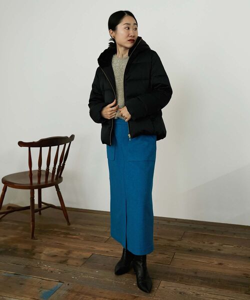 le.coeur blanc(ルクールブラン)の「ブークレポケットスカート(スカート・レディース・ブルー/ブラウン/モカ・36/38)」の13枚目の写真