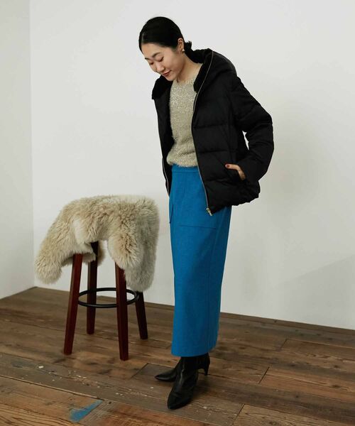 le.coeur blanc(ルクールブラン)の「ブークレポケットスカート(スカート・レディース・ブルー/ブラウン/モカ・36/38)」の14枚目の写真